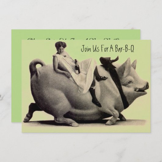 Fun & Festive Antiek Barbeque Bar-b-q Uitnodiginge Kaart (Voorkant / Achterkant)
