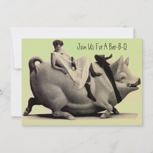 Fun & Festive Antiek Barbeque Bar-b-q Uitnodiginge Kaart (Voorkant)