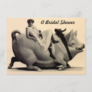 Fun & Festive Antiek Bridal Shower-uitnodigingen Kaart
