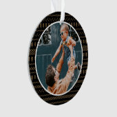 Fun Festive Black Gebreid Stitched Pattern Foto Ornament (voorkant)