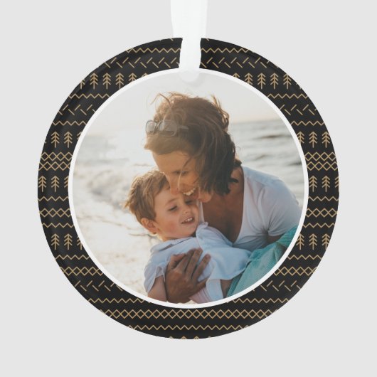 Fun Festive Black Gebreid Stitched Pattern Foto Ornament (achterkant)