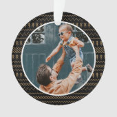 Fun Festive Black Gebreid Stitched Pattern Foto Ornament (voorkant)