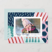 Fun Festive Cheerful Colorful Photo Holiday Card Feestdagenkaart (Voorkant / Achterkant)