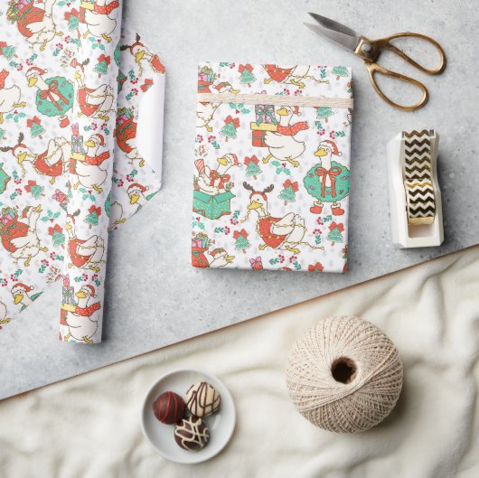 Fun Festive Christmas Goose Cadeaupapier (Crafts)