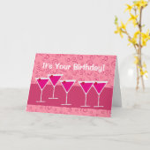 Fun Festive Cocktail Martini Glass Birthday Drink Kaart (Gele Bloem)