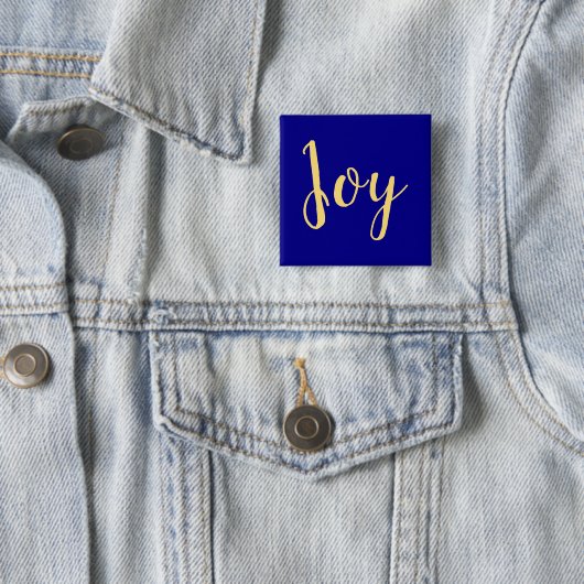 Fun Festive Elegant Holiday JOY Script. Koningsbla Vierkante Button 5,1 Cm (In situ)