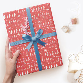 Fun Festive Fa La La Typographic Kerstfeestdag Cadeaupapier