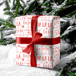 Fun Festive Fa La La Typographic Kerstfeestdag Cadeaupapier