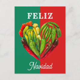 Fun Festive Feliz Navidad Chili Peppers Heart Briefkaart
