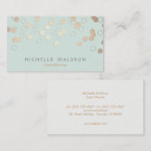 Fun Festive Gold Confetti Event Planner Light Blue Visitekaartje (Voorkant / Achterkant)