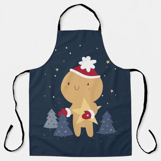 Fun festive-kerstman Gingerbrood-man Apron Schort (Voorkant)