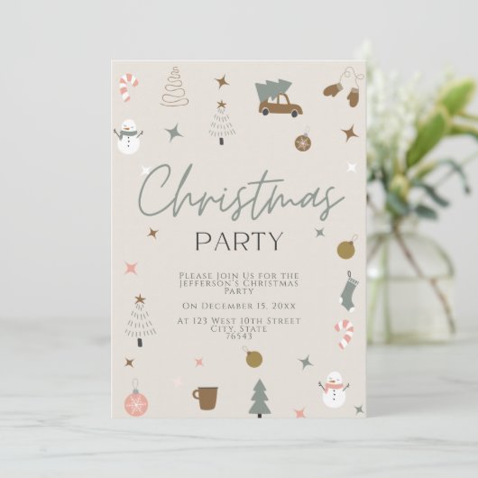 Fun Festive kerstparty uitnodiging (Staand voorkant)