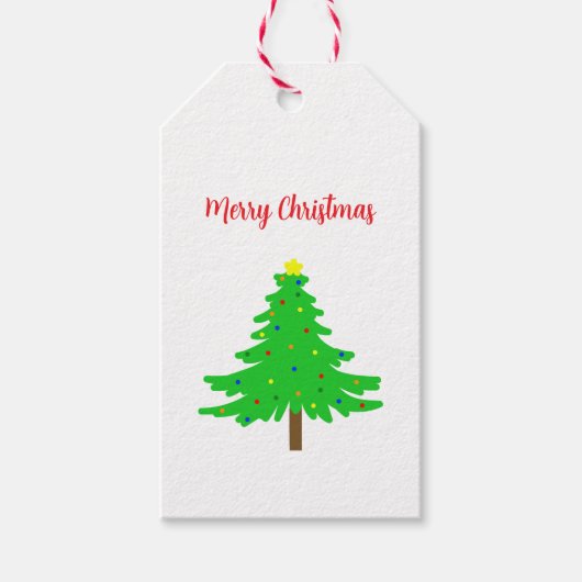 Fun Festive Merry Christmas Trees Cadeaulabel (Voorkant)