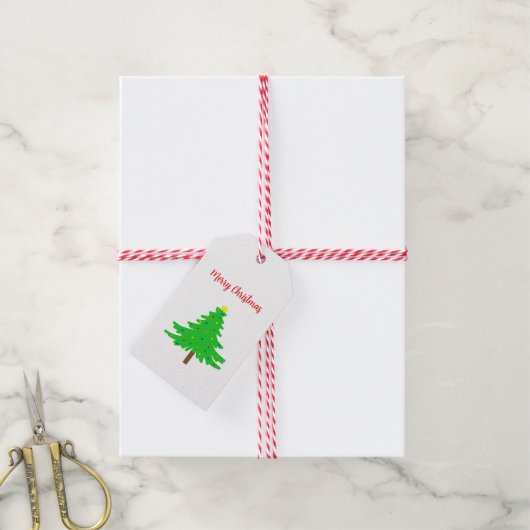 Fun Festive Merry Christmas Trees Cadeaulabel (Met Touw)