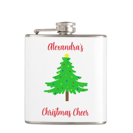 Fun Festive Merry Christmas Trees Heupfles (Voorkant)