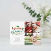 Fun, Festive Merry Kerstmis, 2 Briefkaart voor fot (Staand voorkant)