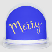 Fun Festive MERRY Script Royal Blue Background Sneeuwbol (Voorkant)