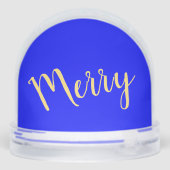 Fun Festive MERRY Script Royal Blue Background Sneeuwbol (Achterkant)
