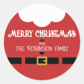 Fun Festive Minimalist Santa Claus Christmas Ronde Sticker (Voorkant)