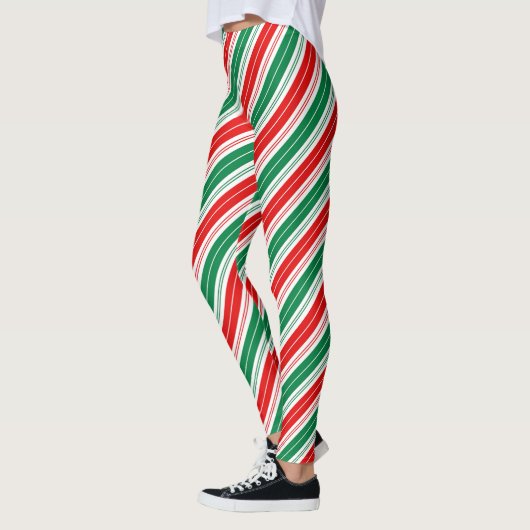 Fun festive red groene snoeprietstrepen leggings (Links)