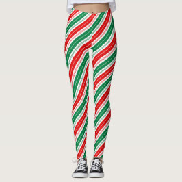 Fun festive red groene snoeprietstrepen leggings