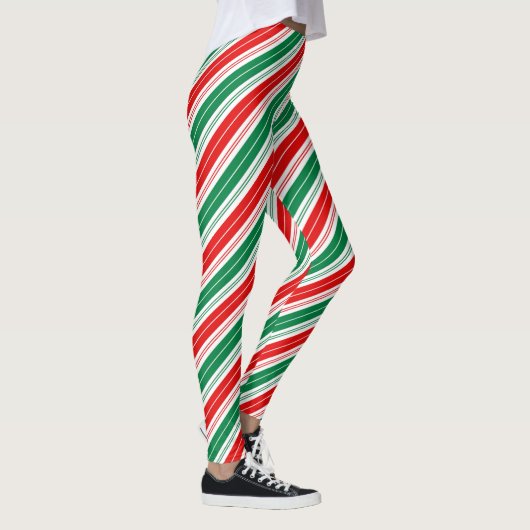 Fun festive red groene snoeprietstrepen leggings (Rechts)