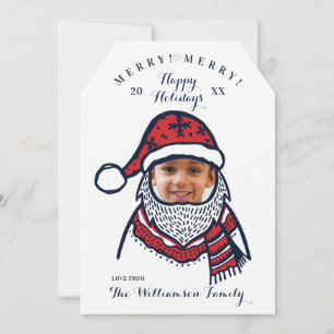 Fun, Festive Red Pset Santa Claus Character Photo Feestdagenkaart