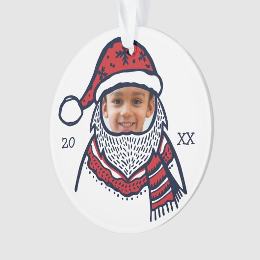 Fun, Festive Red Pset Santa Claus Character Photo Ornament (voorkant)