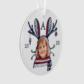 Fun Festive Red Pset Winter Bunny Character Photo Ornament (voorkant)