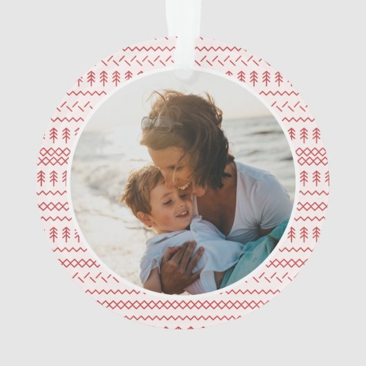 Fun Festive Red van breiwerk met onderschrift Patr Ornament (achterkant)