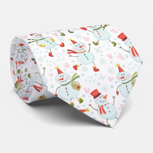 Fun Festive Snowman Kerstwinter Stropdas (Opgerold)