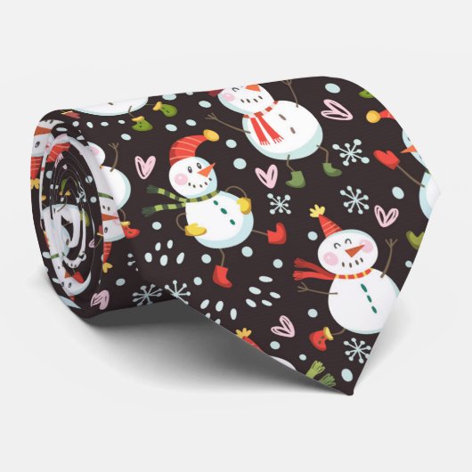 Fun Festive Snowman Kerstwinter Stropdas (Opgerold)