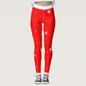 Fun Festive Traditional Snowflakes op RED Leggings (Voorkant)
