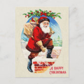 Fun Festive  Victoriaans Santa Gifts Chimney Feestdagenkaart (Voorkant)