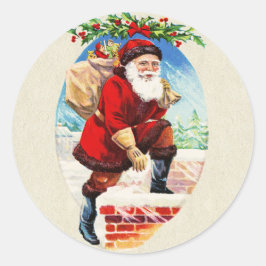 Fun Festive Victoriaans Santa Gifts Chimney Ronde Sticker