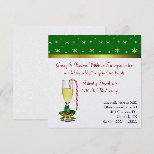 Fun Festive Wine Glass kerst Kaart (Voorkant / Achterkant)