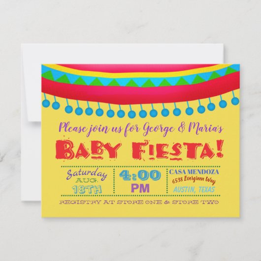 Fun Fiesta Baby Douche Uitnodigingen (Voorkant)