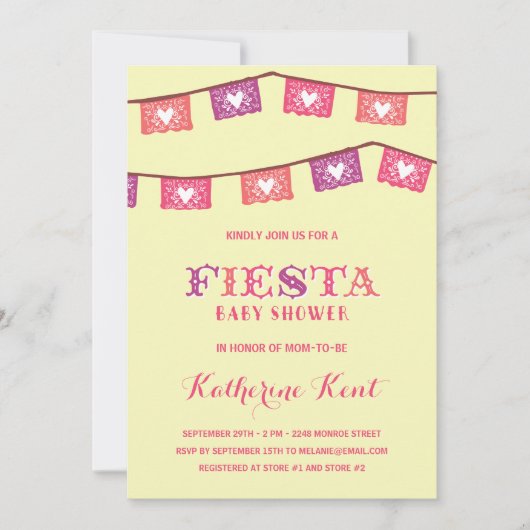 Fun Fiesta | Baby shower Roze meisjes Kaart (Voorkant)