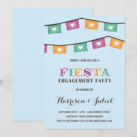 Fun Fiesta | Engagement Party Kaart (Voorkant / Achterkant)