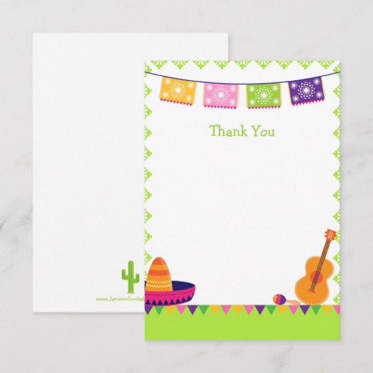 Fun fiesta party kleurrijke verjaardag dank je cre kaart (Voorkant / Achterkant)