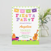 Fun fiesta party kleurrijke verjaardagsuitnodiging kaart (Staand voorkant)