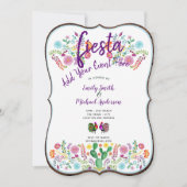 Fun Fiesta Waterverf Folk Flowers Koppels Invites Kaart (Voorkant)