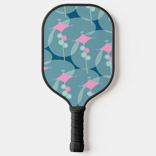 Fun Fifties Abstract Boomerang Patroonontwerp Pickleball Paddle (Achterkant)