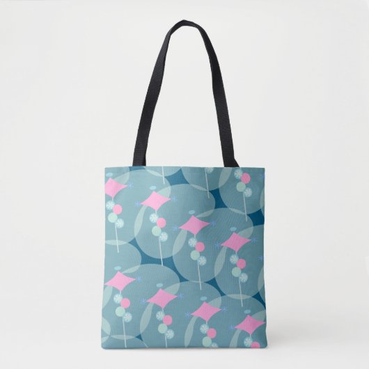 Fun Fifties Abstract Boomerang Patroonontwerp Tote Bag (Voorkant)