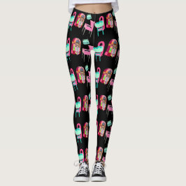 Fun Fifties Jukebox Muziekspelers Patroon Leggings