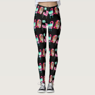 Fun Fifties Jukebox Muziekspelers Patroon Leggings