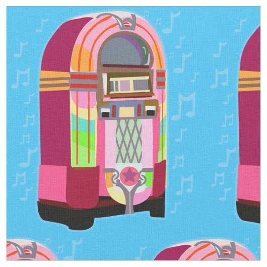 Fun Fifties Jukeboxes Stof (Close Up)