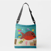 Fun Fifties Retro Cartoon Fish Tank Art Crossbody Tas (Voorkant)