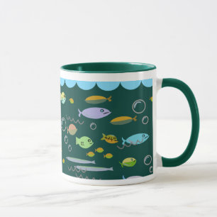 Fun Fifties Retro Cartoon School of Fish Ocean Art Mok