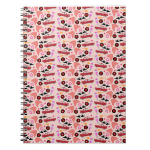 Fun Fifties Retro Pink Guitars Boomerangs Pattern Notitieboek